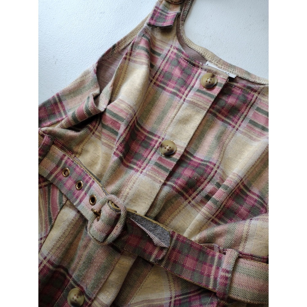 Nicole Miller New York‎ Kids Plaid Pinafore Dress Adjustable Buckle Belt Size 12 - Picture 3 of 6